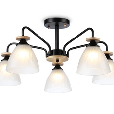 Изображение Подвесная люстра TR9571/5 BK/FR черный/белый матовый E27/5 max 40W D620*250