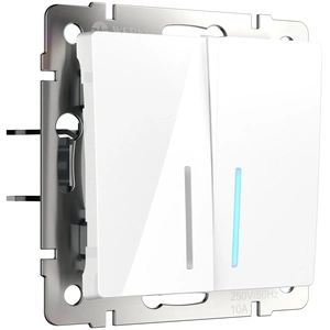 Изображение Выключатель  двухклавишный проходной с подсветкой (белый) W1122101