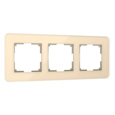 Изображение Рамка из стекла на 3 поста Elite айвори W0032443