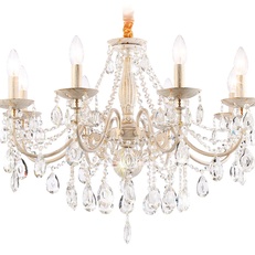 Изображение Классическая подвесная люстра с хрусталем TR4945/8 WH/GD/CL белый/золото/прозрачный E14/8 max 40W D715*555