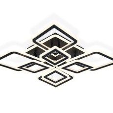 Изображение Потолочный светодиодный светильник с пультом FA8912/4+4 BK/CH черный/хром 162W 3000K-6400K 560*560*120 (ПДУ РАДИО 2.4G)