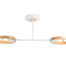 Изображение Подвесной светильник со сменной лампой TR8243/2 WH/LWD белый/светлое дерево E27/2 max 40W 590*165*220