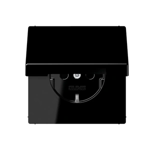 Изображение Розетка с заземлением и крышкой 16А 250В LS plus черное стекло LS1520KLSW Jung