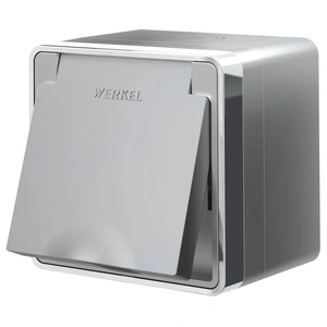 Изображение Розетка влагозащ. с зазем. с защит. крышкой и шторками Gallant (серебряный) W5071206