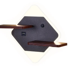 Изображение Настенный светодиодный светильник с выключателем, USB портом и полкой FW101 CF/WD кофе/дерево LED 3000K/4200K/6400K 12W 340*250*105