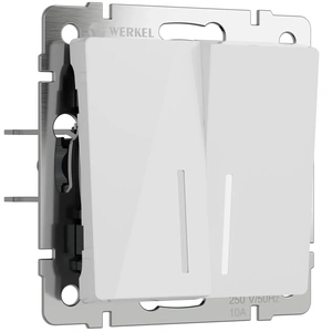 Изображение W1122141/ Выключатель двухклавишный проходной с подсветкой (белый акрил) W1122141