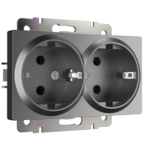 Изображение Розетка двойная с заземлением (графит матовый) W1172064