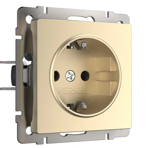 Изображение Розетка с заземлением и шторками (шампань) W1171111