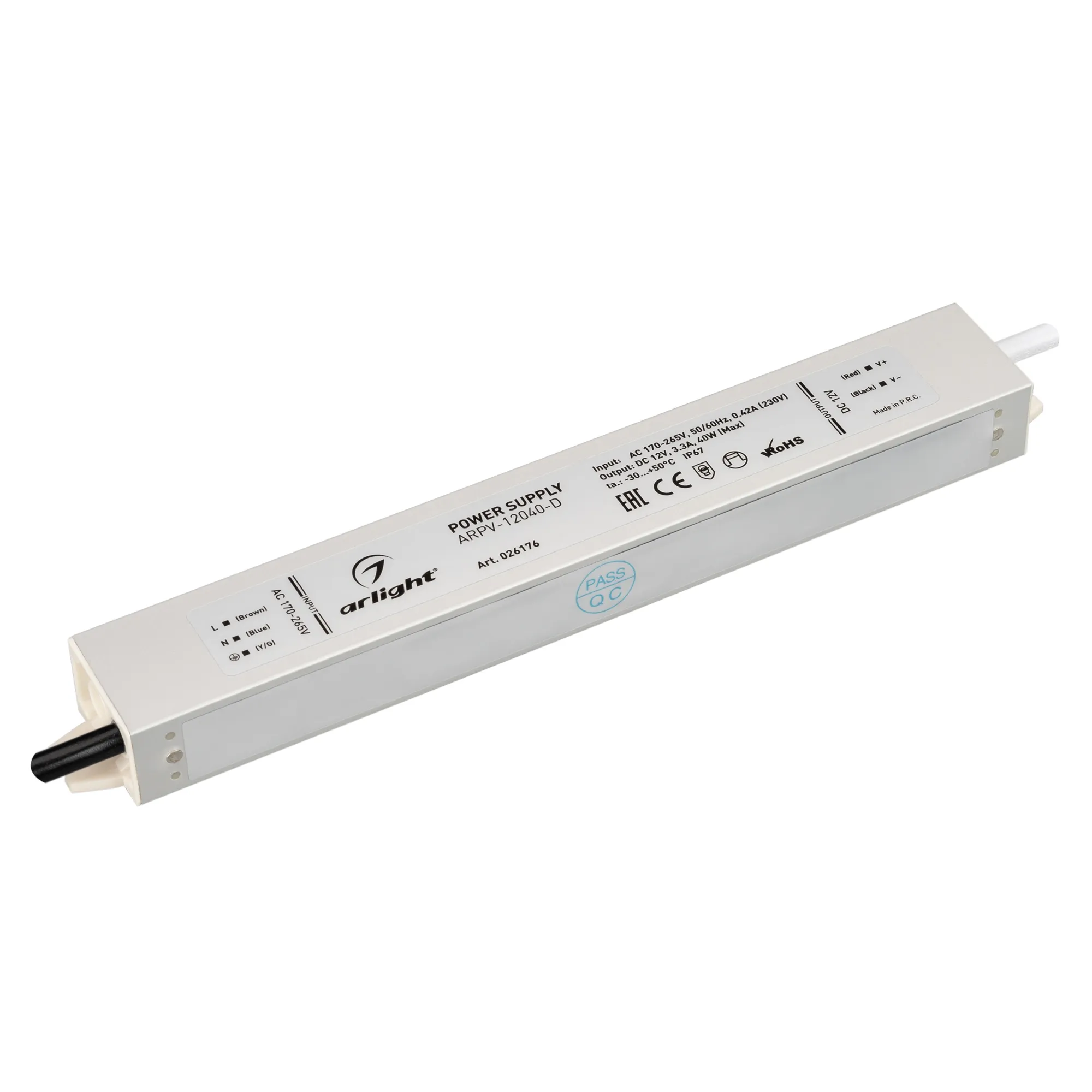 Блок питания ARPV-12040-D (12V, 3.3A, 40W) (Arlight, IP67 Металл, 3 года) - Изображение