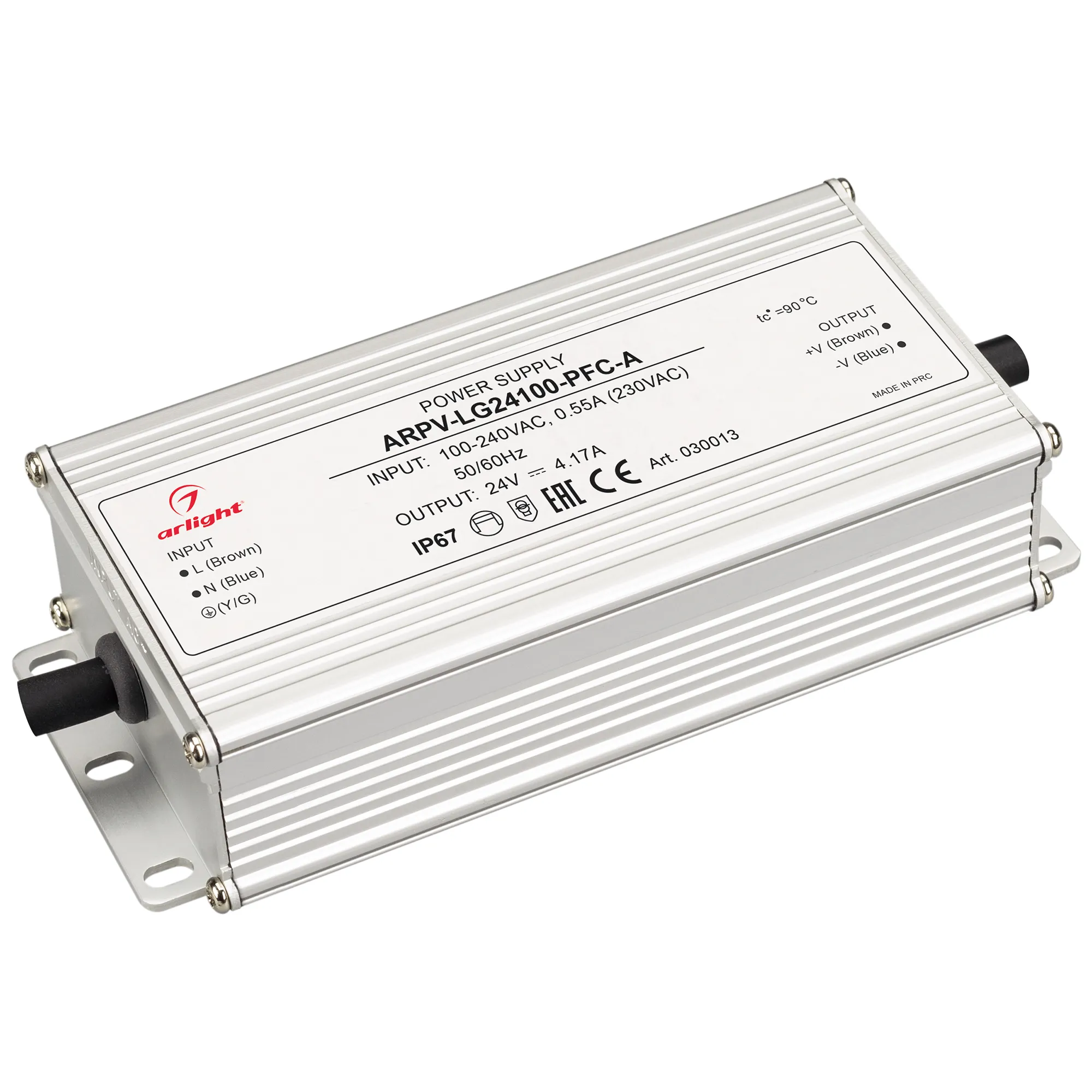 Блок питания ARPV-LG24100-PFC-A (24V, 4.17A, 100W) (Arlight, IP67 Металл, 5 лет) - Изображение