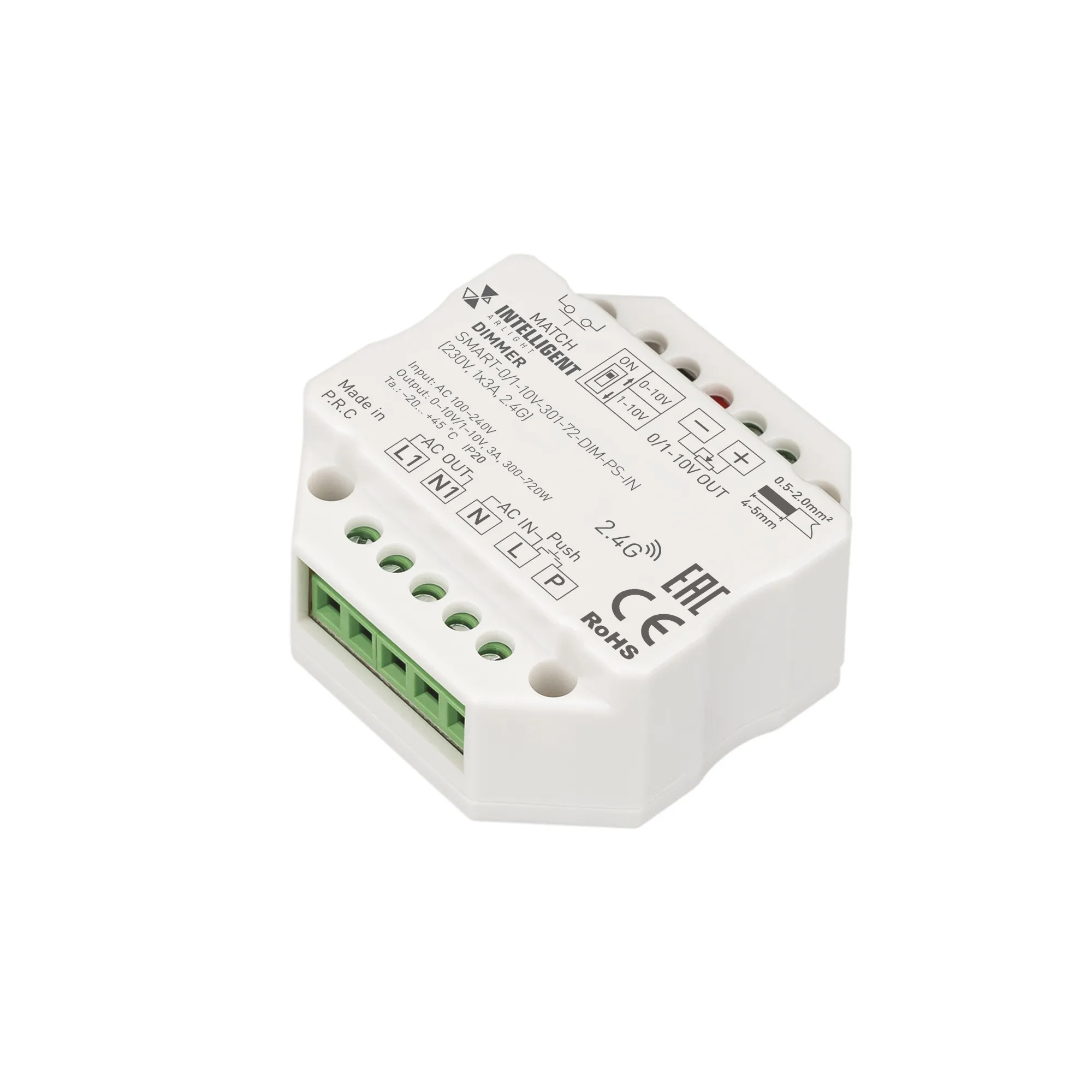 INTELLIGENT ARLIGHT Диммер SMART-0/1-10V-301-72-DIM-PS-IN (230V, 1x3A, 2.4G) (IARL, IP20 Пластик, 5 лет) - Изображение