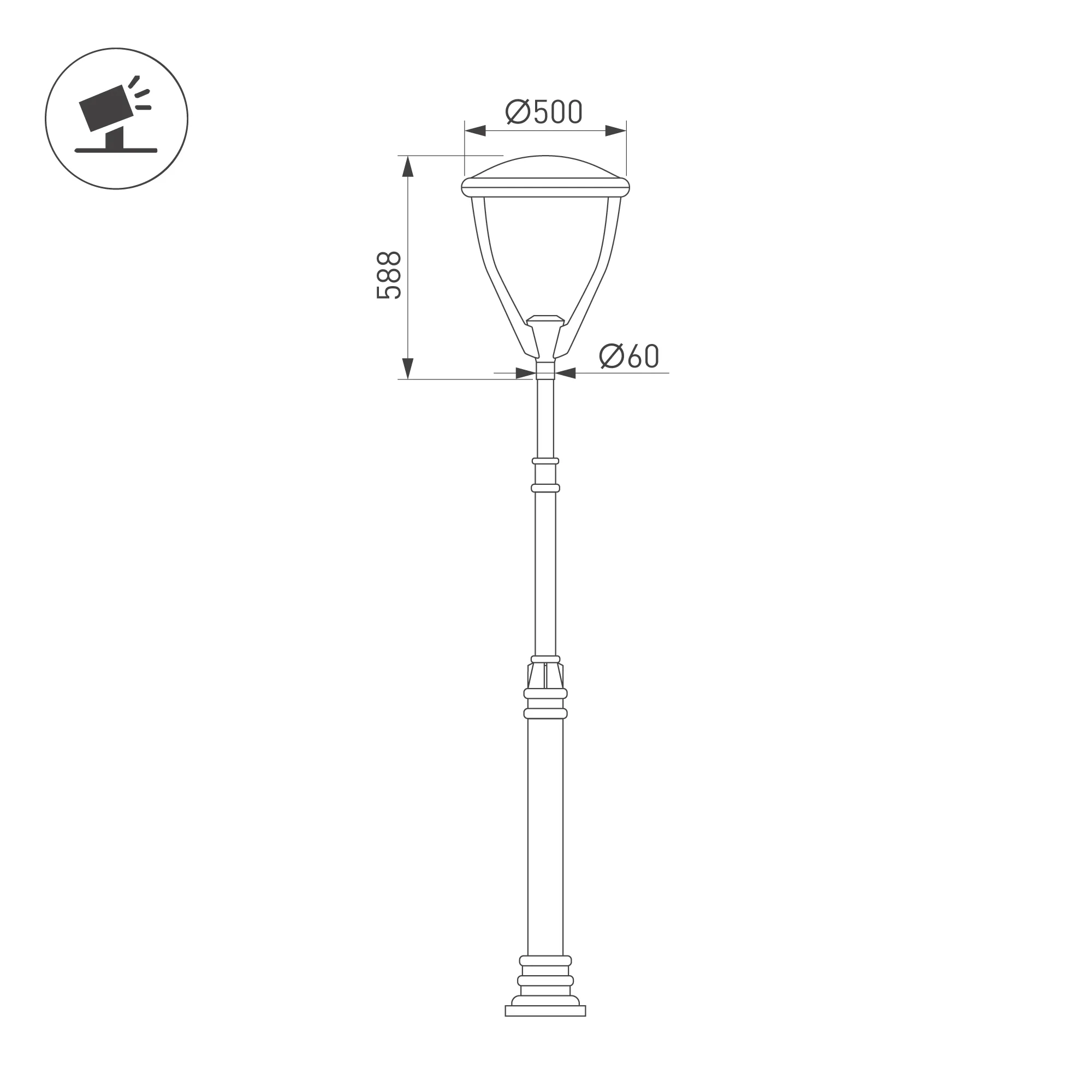 Светильник OXOR-LEIS-500x588-50W Day4000 (BK, 120 deg, 230V) IP65 (Arlight, IP65 Металл, 3 года) - Изображение