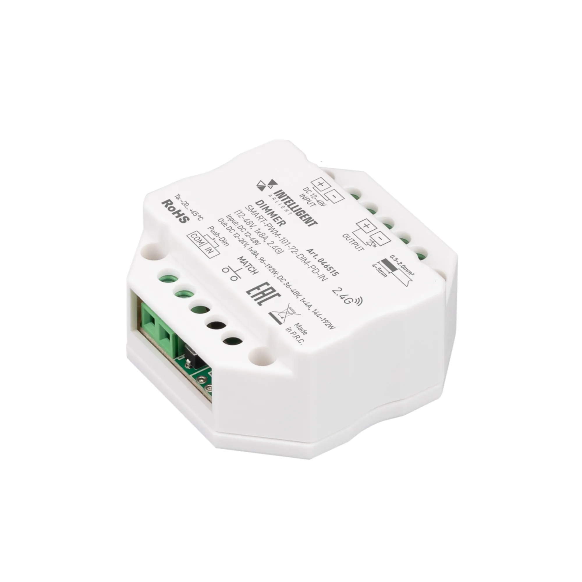 INTELLIGENT ARLIGHT Диммер SMART-PWM-101-72-DIM-PD-IN (12-48V, 1x8A, 2.4G) (IARL, IP20 Пластик, 5 лет) - Изображение