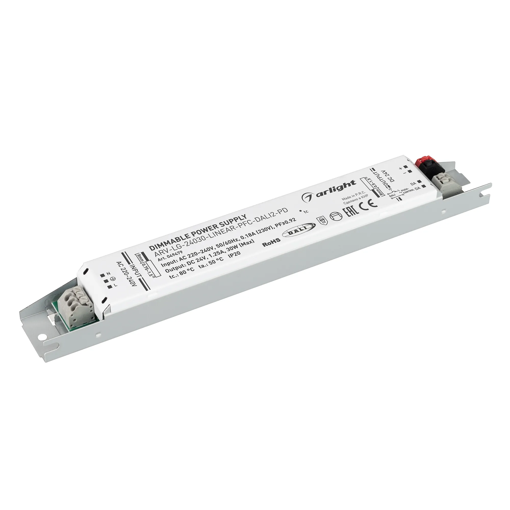 Блок питания ARV-LG-24030-LINEAR-PFC-DALI2-PD (24V, 1.25A, 30W) (Arlight, IP20 Металл, 5 лет) - Изображение