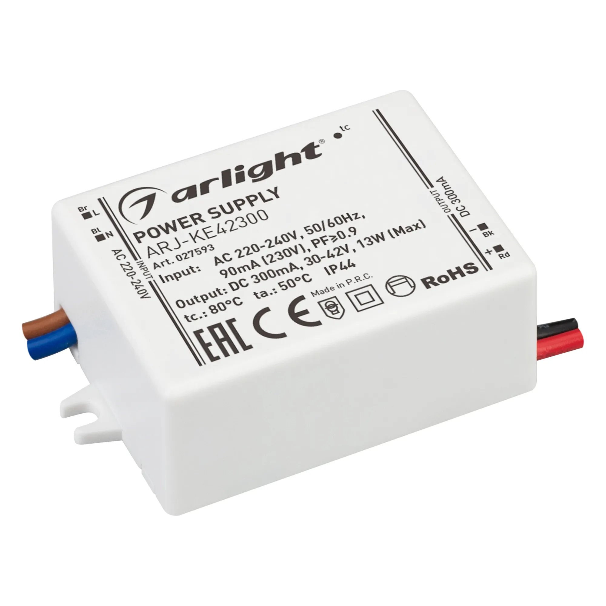 Блок питания ARJ-KE42300 (13W, 300mA, PFC) (Arlight, IP44 Пластик, 5 лет) - Изображение