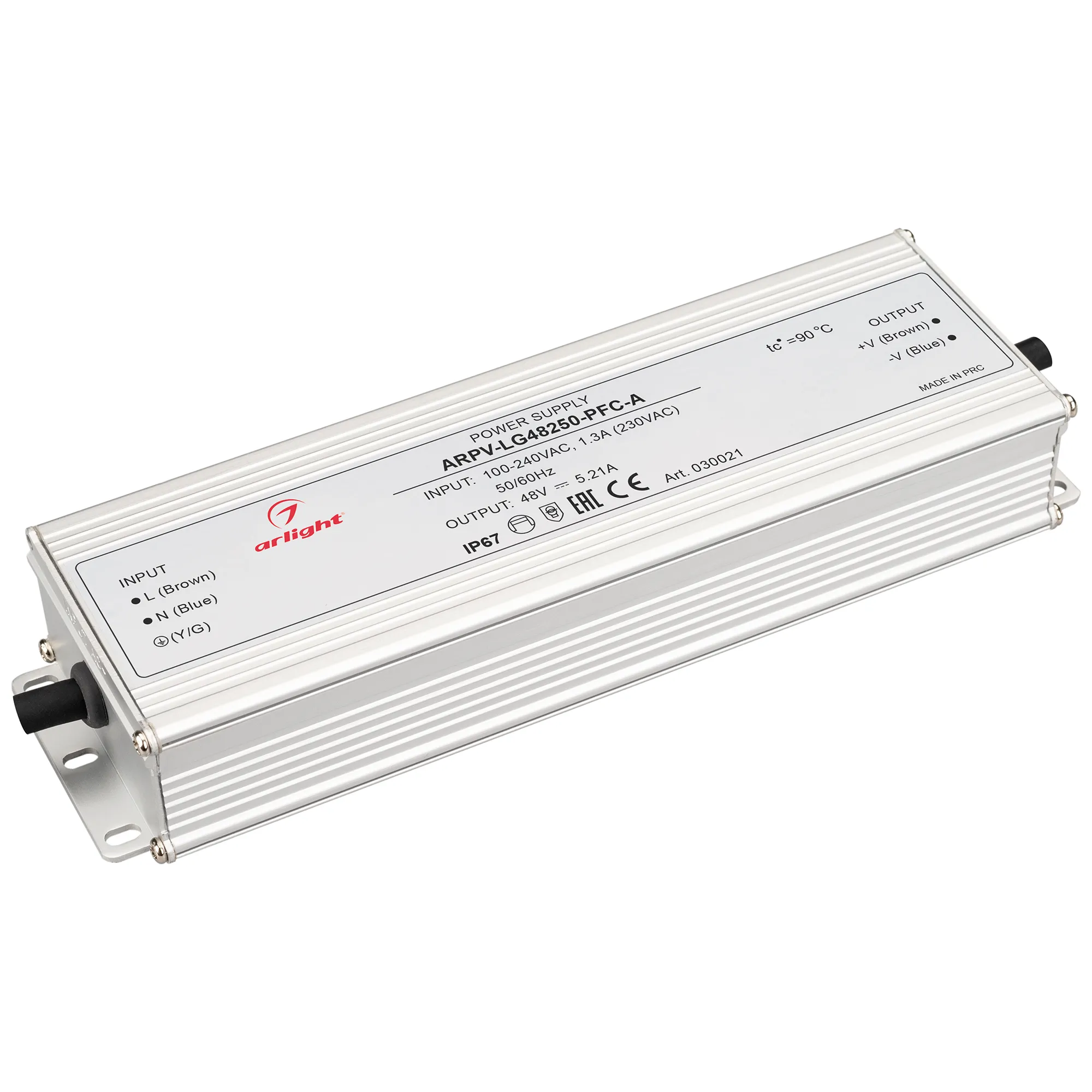 Блок питания ARPV-LG48250-PFC-A (48V, 5.21A, 250W) (Arlight, IP67 Металл, 5 лет) - Изображение