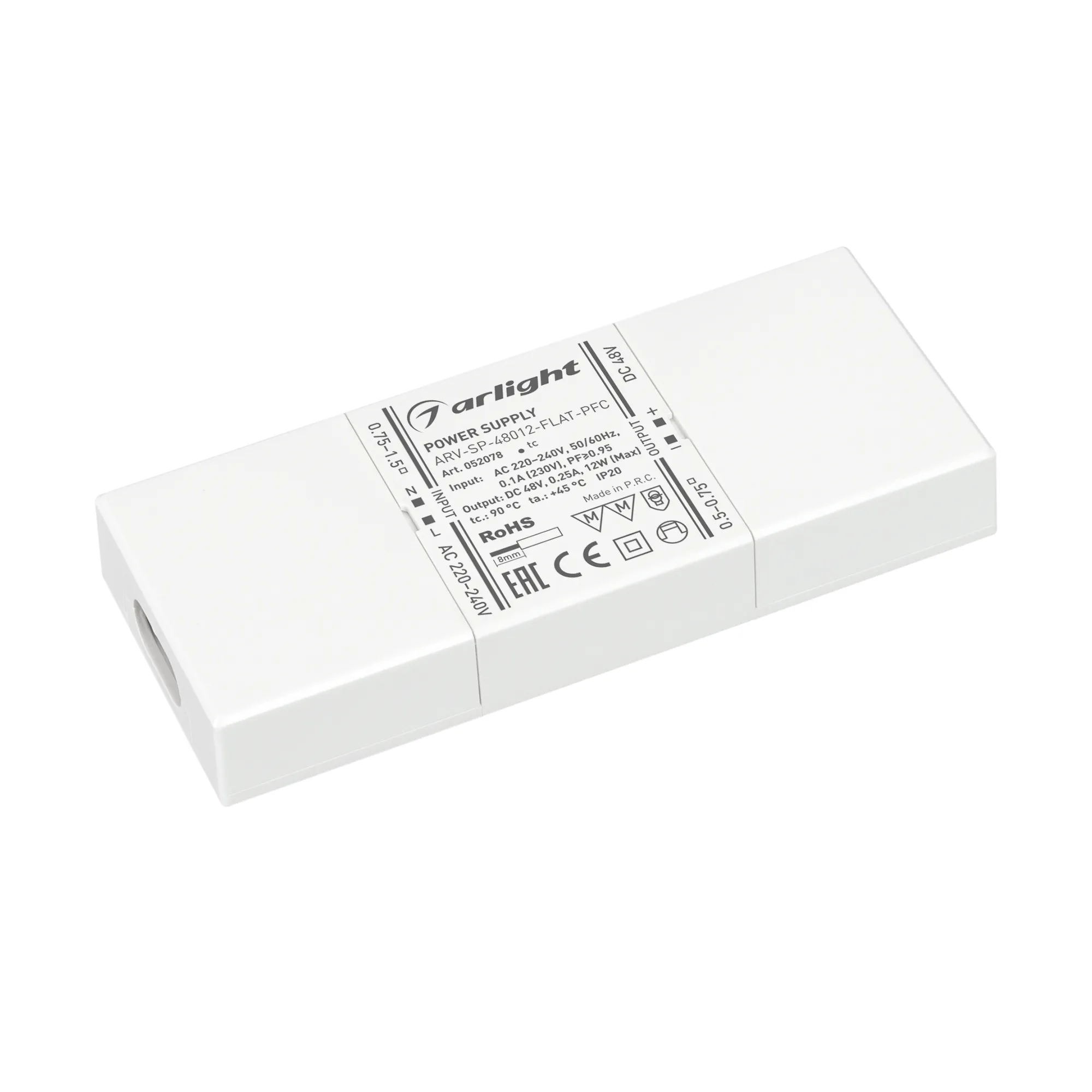 Блок питания ARV-SP-48012-FLAT-PFC (48V, 0.25A, 12W) (Arlight, IP20 Пластик, 5 лет) - Изображение