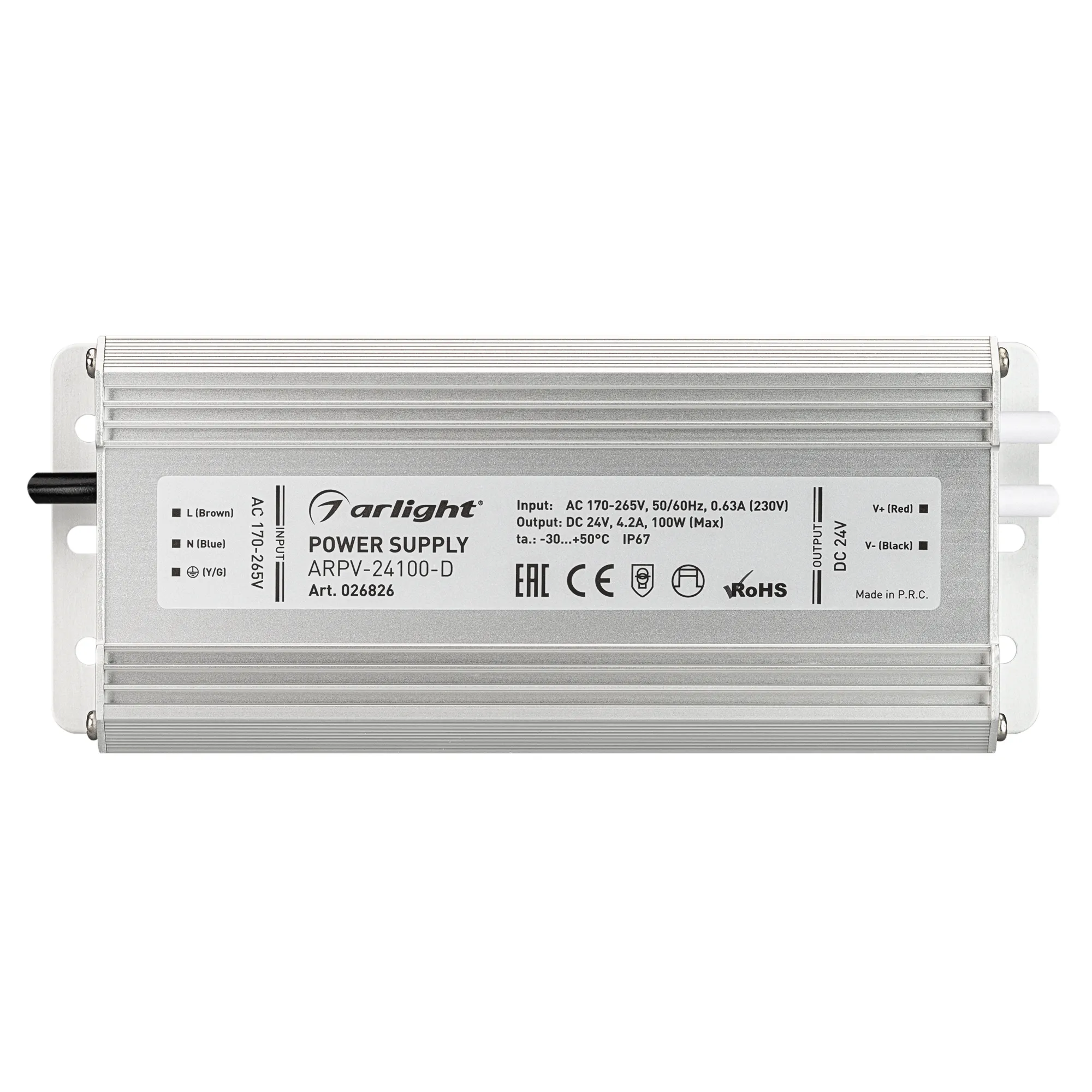 Блок питания ARPV-24100-D (24V, 4.2A, 100W) (Arlight, IP67 Металл, 3 года) - Изображение