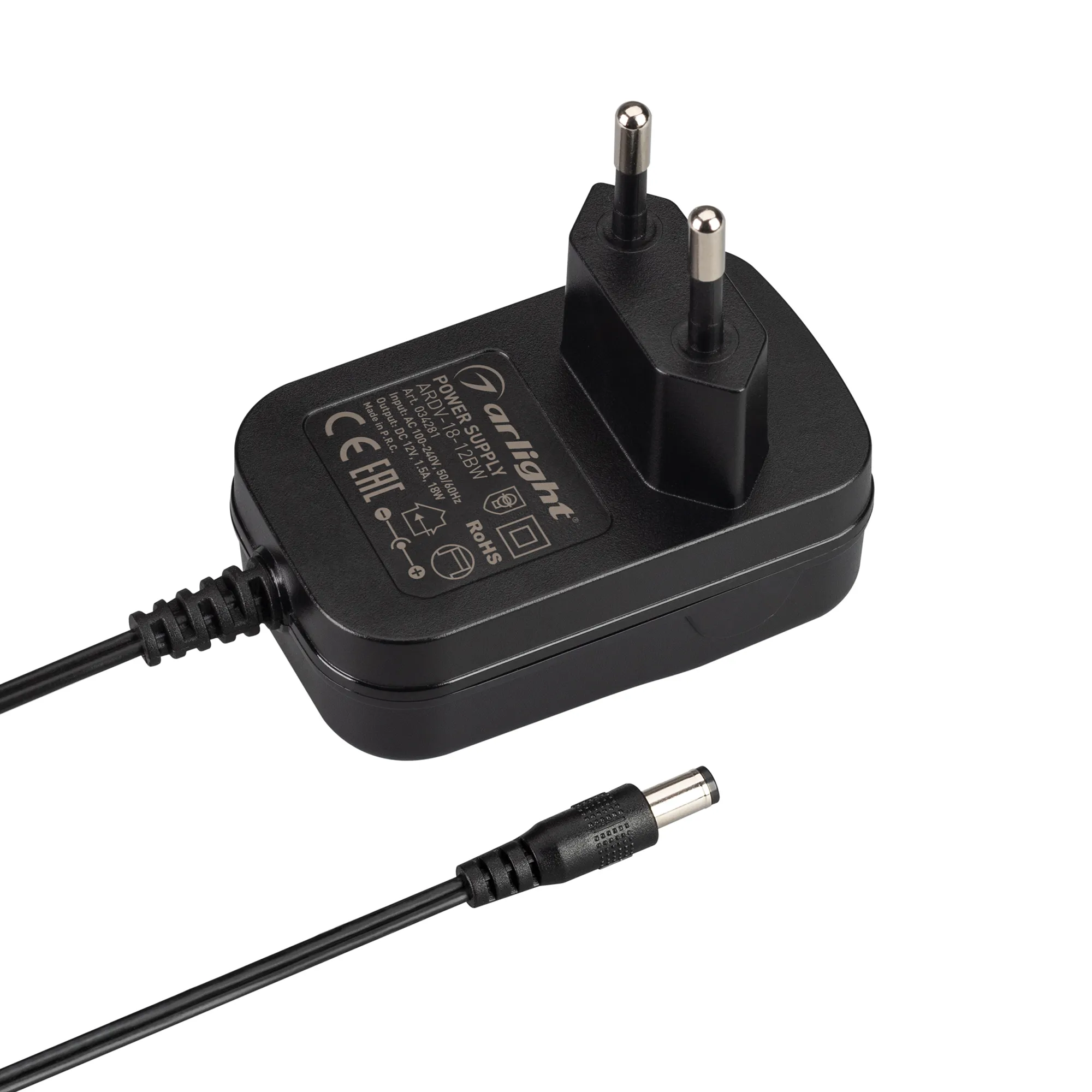 Блок питания ARDV-18-12BW (12V, 1.5A, 18W) (Arlight, Адаптер, 3 года) - Изображение