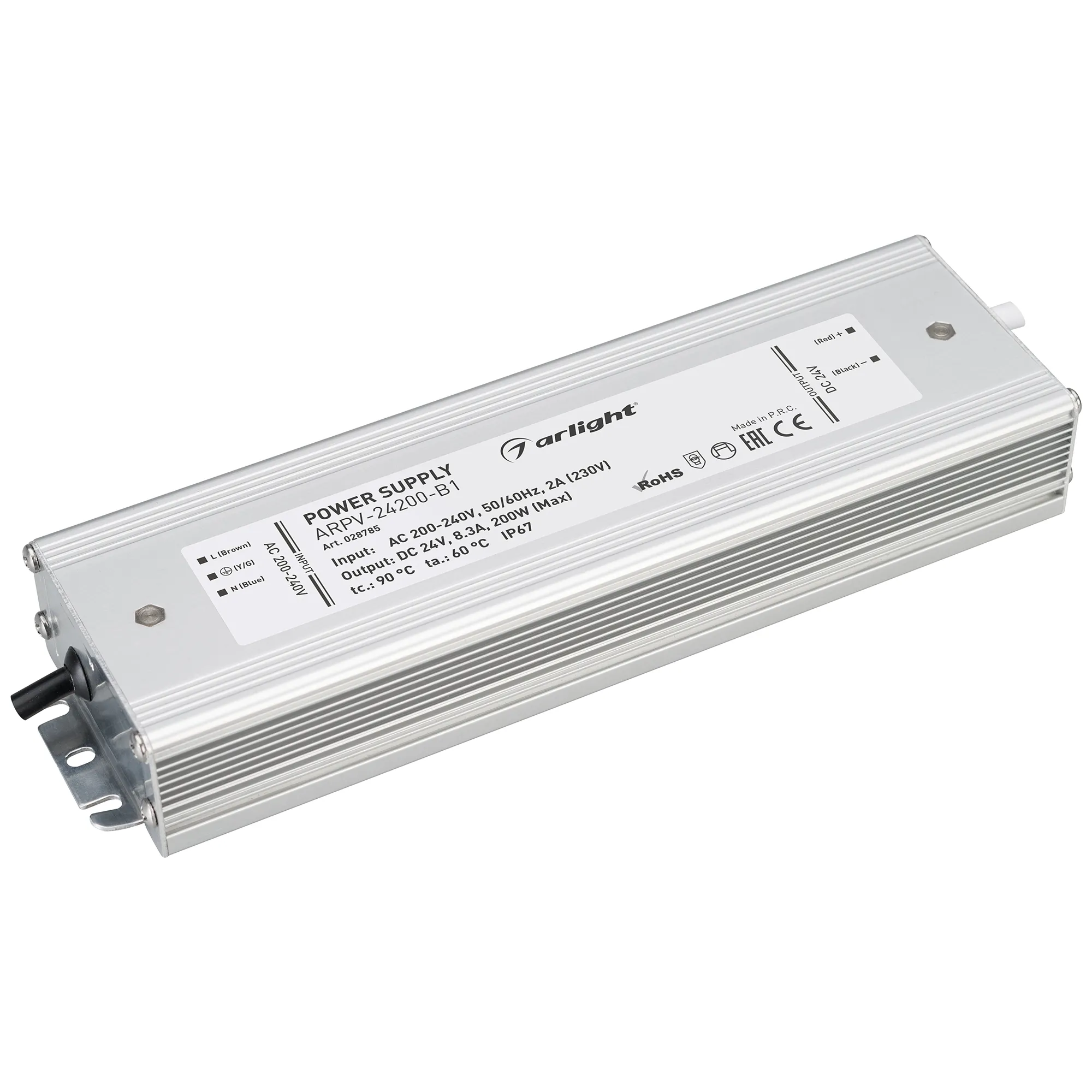 Блок питания ARPV-24200-B1 (24V, 8,3A, 200W) (Arlight, IP67 Металл, 3 года) - Изображение