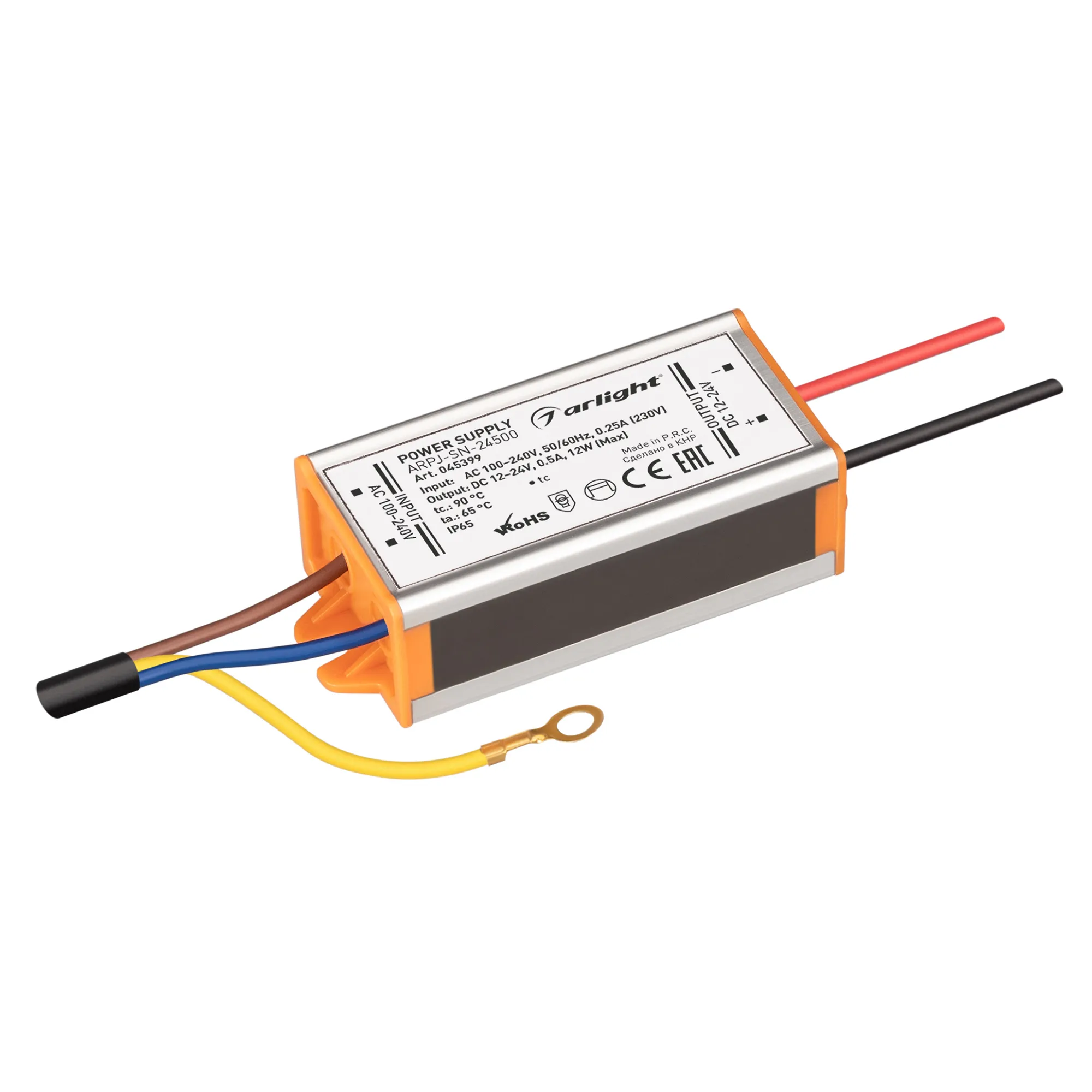 Блок питания ARPJ-SN-24500 (12W, 12-24V, 500mA) (Arlight, IP65 Металл, 3 года) - Изображение