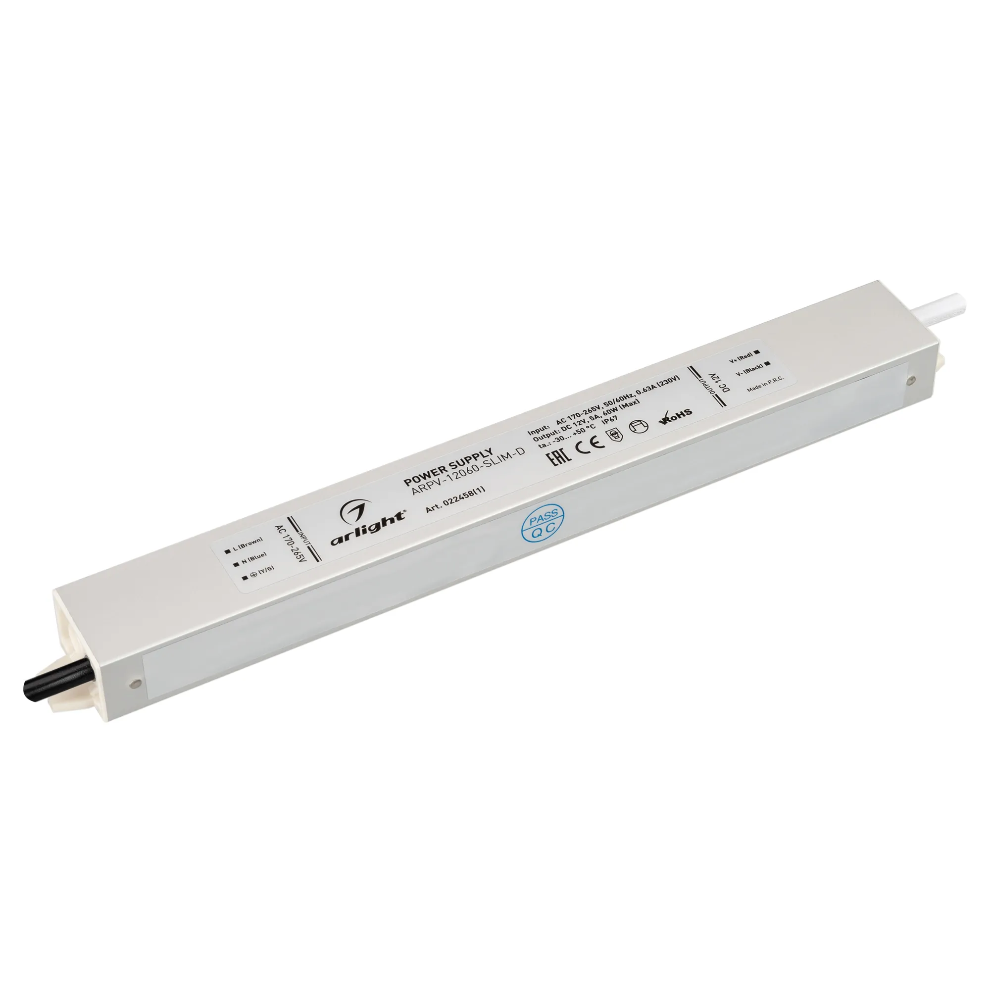 Блок питания ARPV-12060-SLIM-D (12V, 5A, 60W) (Arlight, IP67 Металл, 3 года) - Изображение