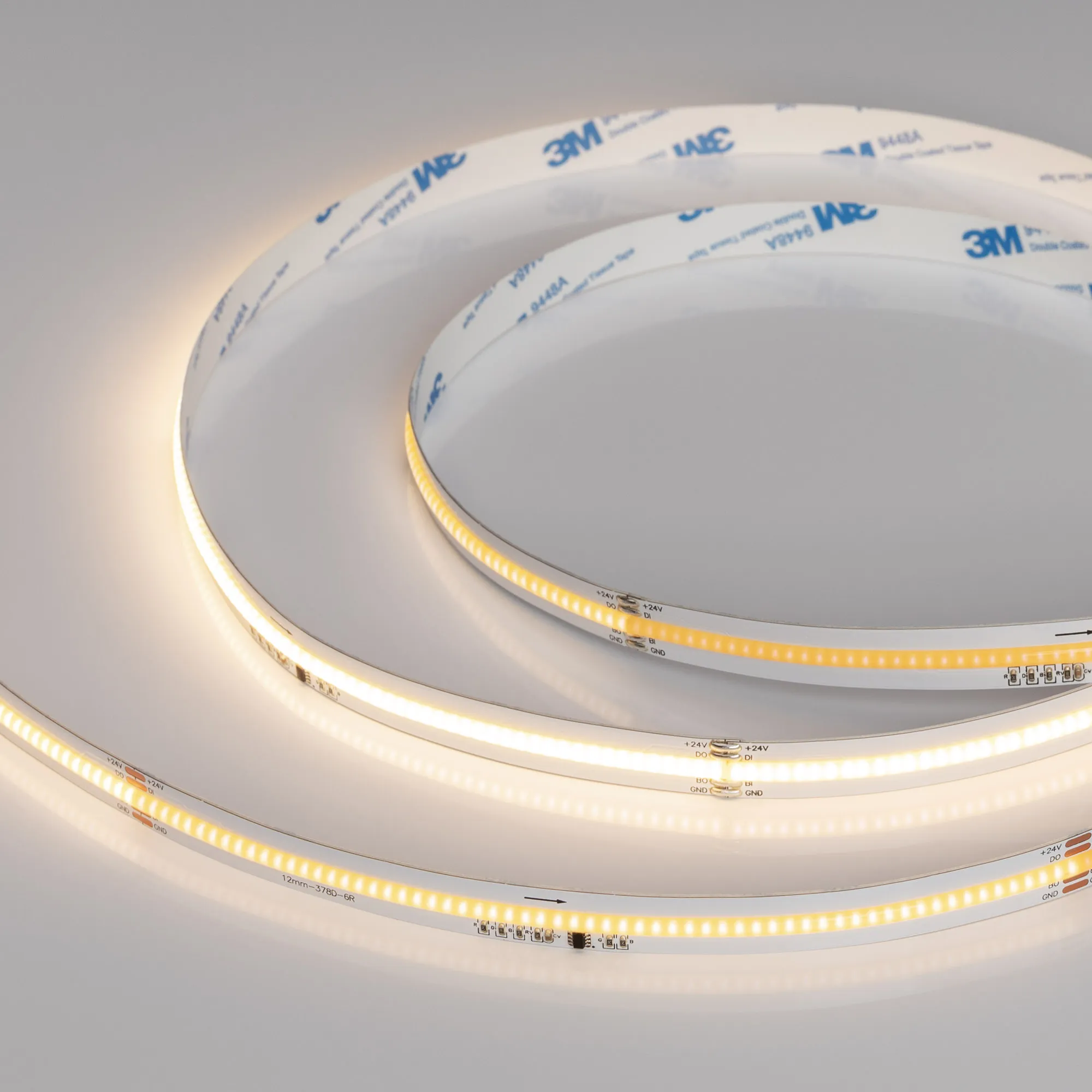 Лента светодиодная SPI-COB-X378-12mm 24V Warm3000-PX63-BPT (7 W/m, IP20, 5m) (Arlight, бегущий огонь) - Изображение