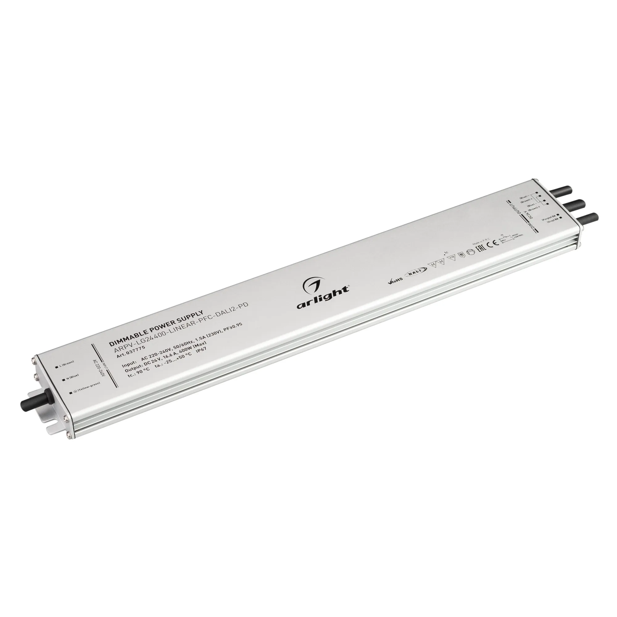 Блок питания ARPV-LG24400-LINEAR-PFC-DALI2-PD (24V, 16.7A, 400W) (Arlight, IP67 Металл, 5 лет) - Изображение