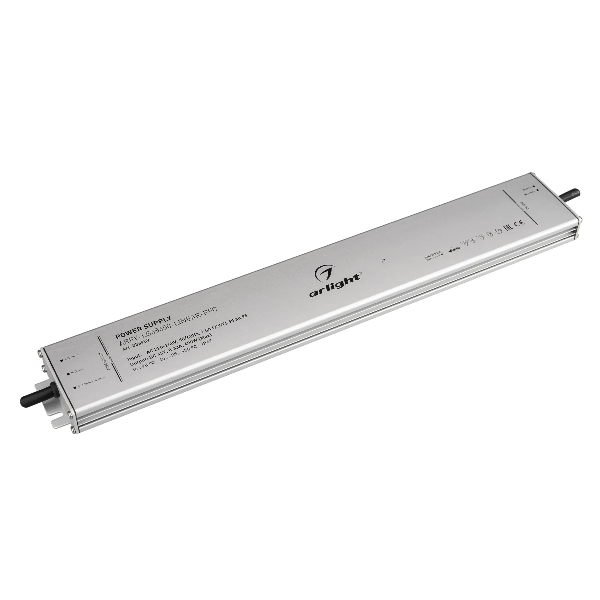 Блок питания ARPV-LG48400-LINEAR-PFC (48V, 8.33A, 400W) (Arlight, IP67 Металл, 5 лет) - Изображение
