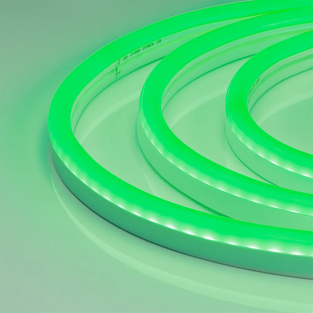 Лента герметичная WAVE-SIDE-A120-12x25mm 230V Green (12 W/m, IP67, 50m, wire x2) (Arlight, Грибовидная форма) - Изображение
