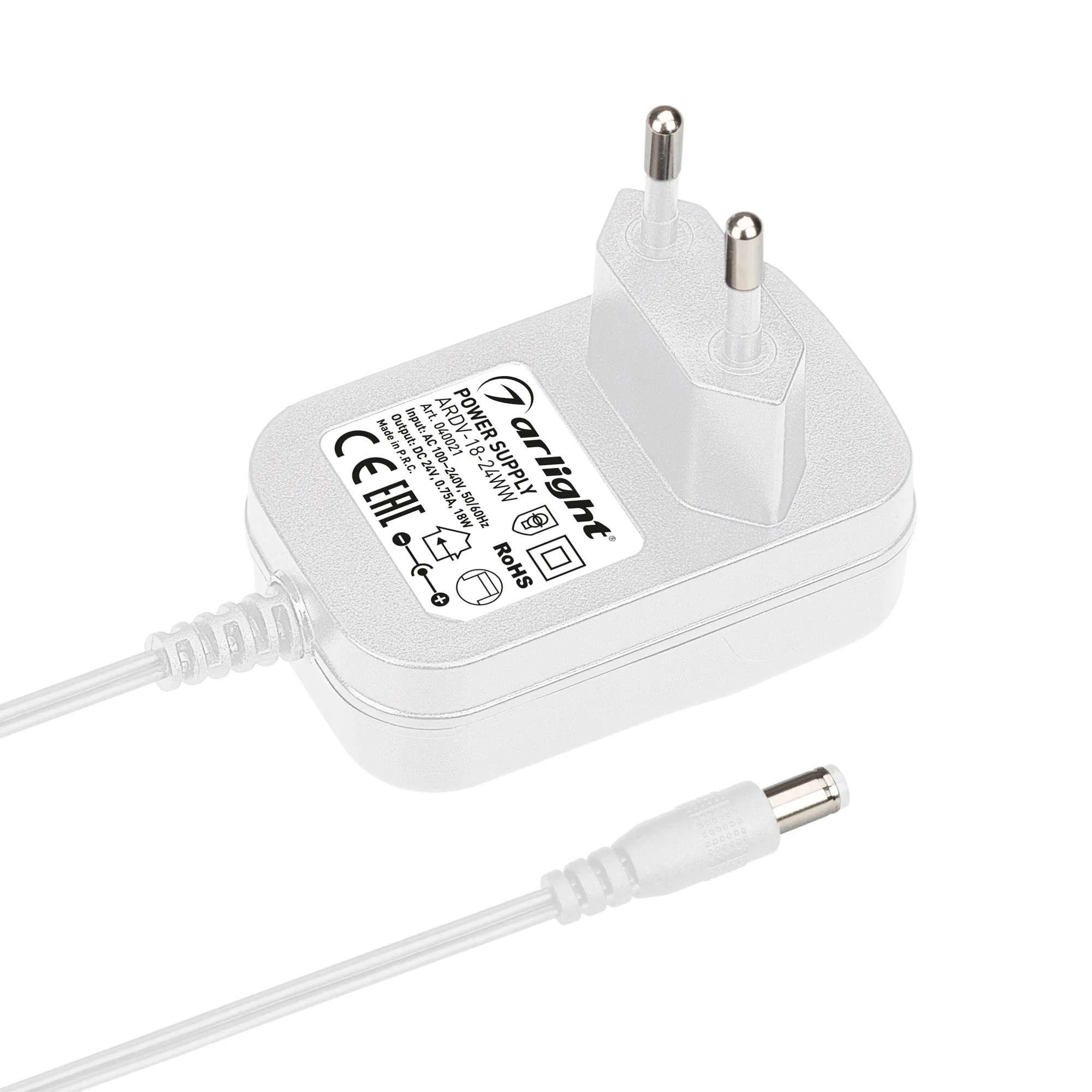 Блок питания ARDV-18-24WW (24V, 0,75A, 18W) (Arlight, Адаптер, 3 года) - Изображение
