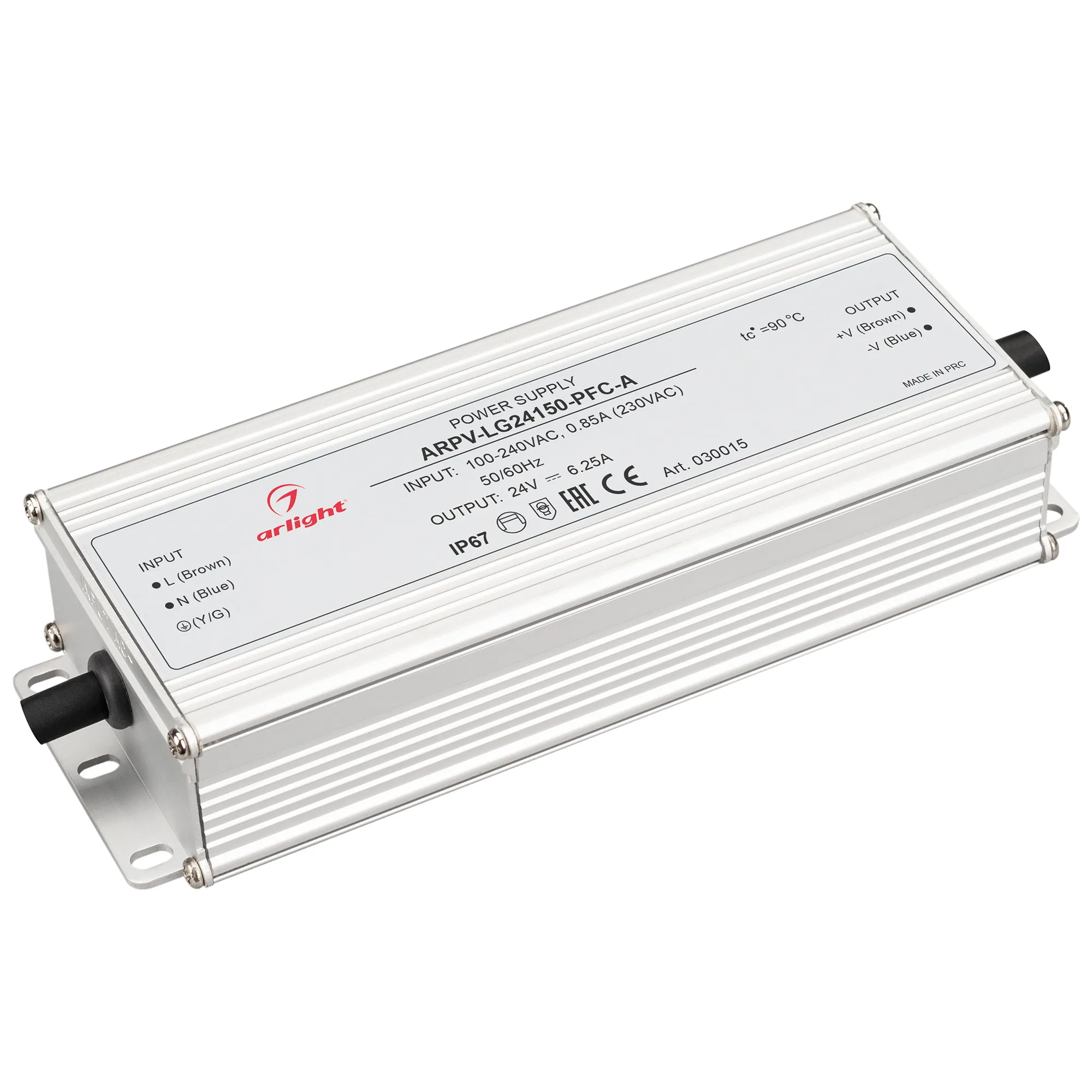 Блок питания ARPV-LG24150-PFC-A (24V, 6.25A, 150W) (Arlight, IP67 Металл, 5 лет) - Изображение
