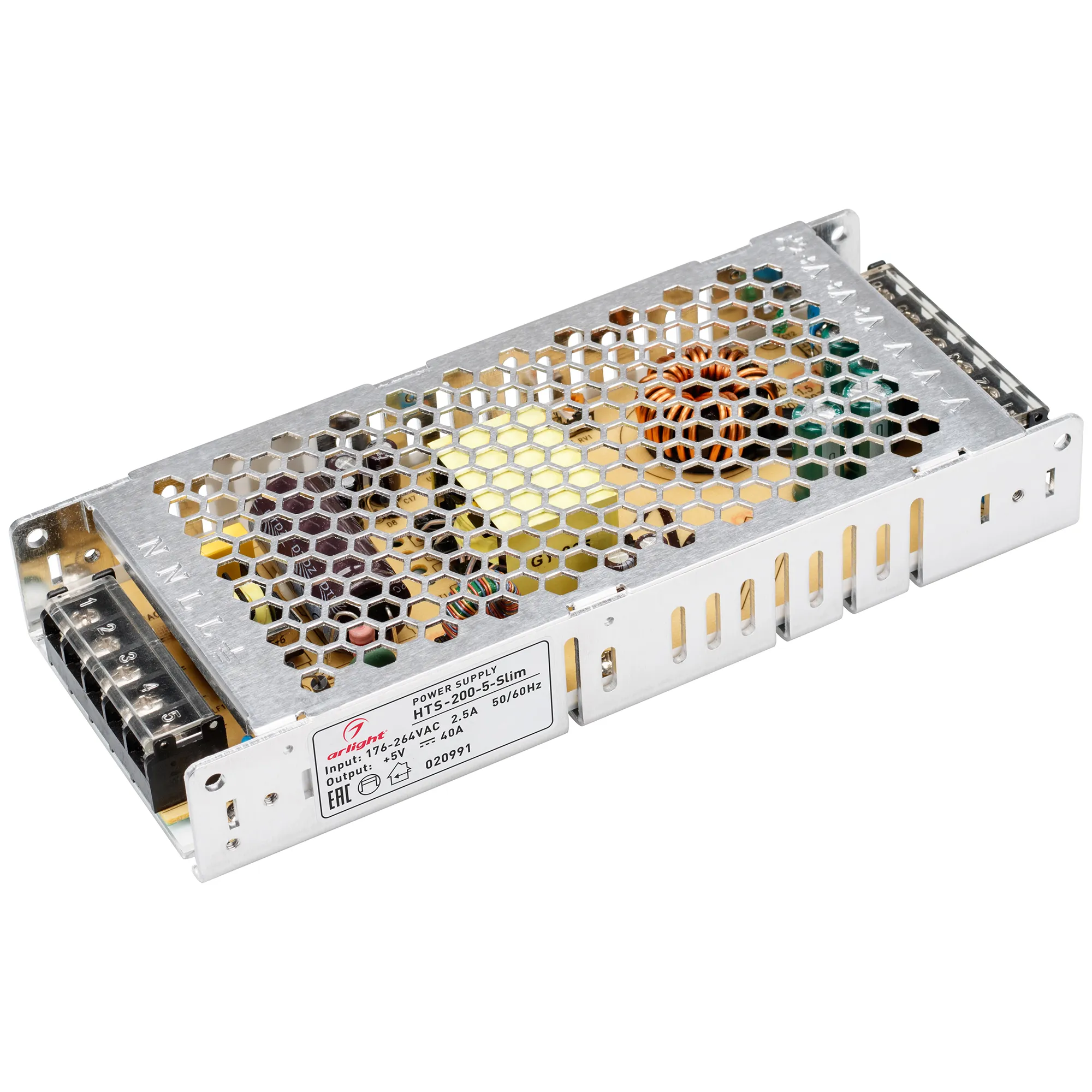 Блок питания HTS-200-5-Slim (5V, 40A, 200W) (Arlight, IP20 Сетка, 3 года) - Изображение