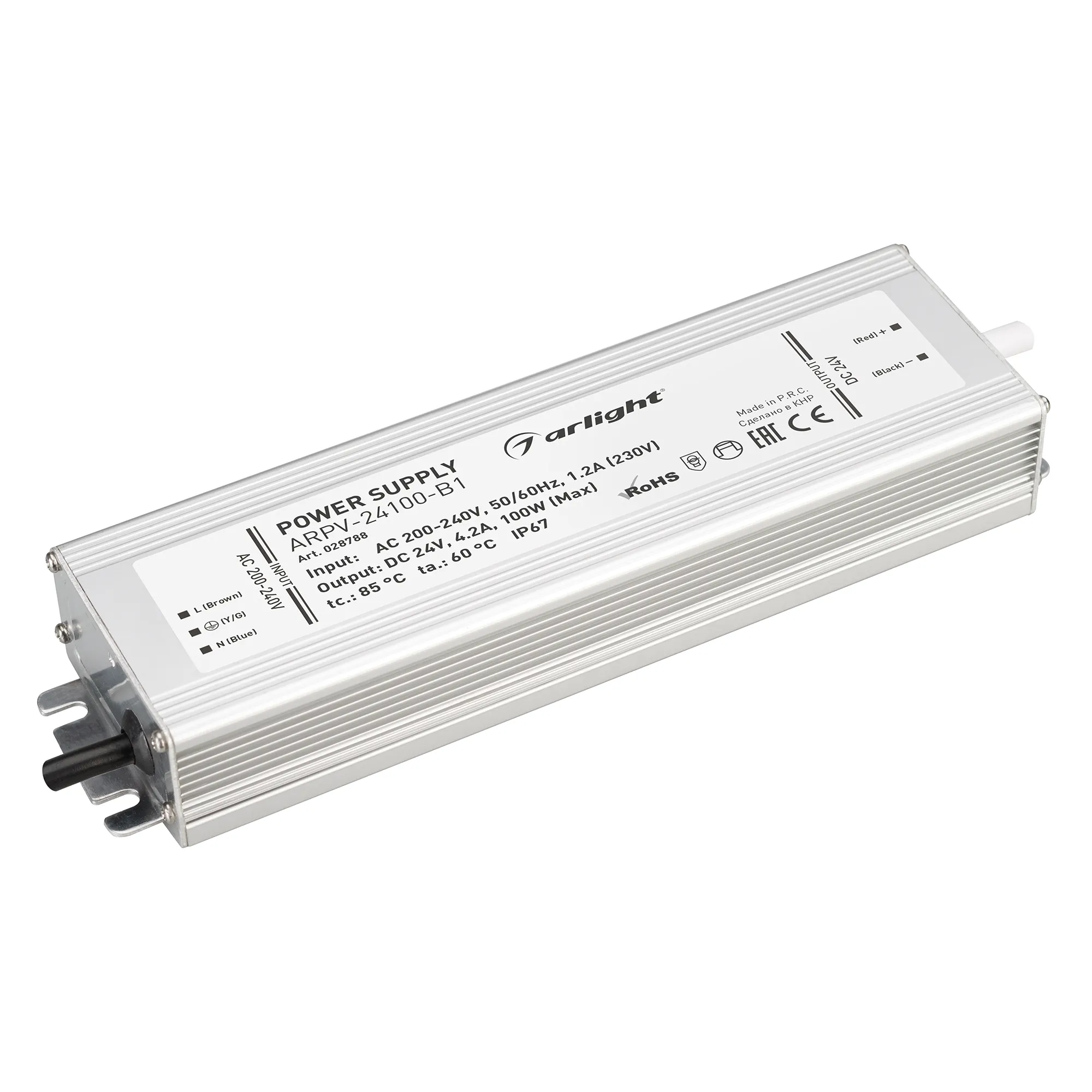 Блок питания ARPV-24100-B1 (24V, 4,2A, 100W) (Arlight, IP67 Металл, 3 года) - Изображение