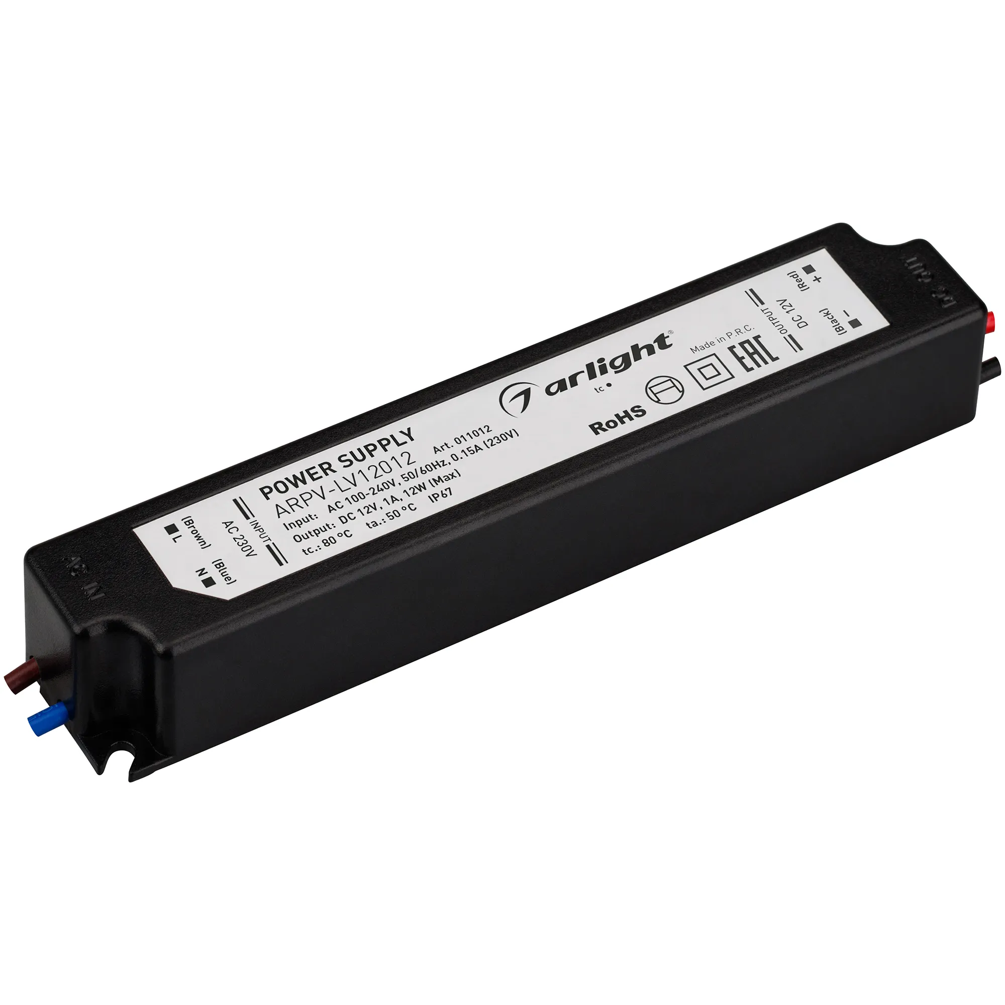 Блок питания ARPV-LV12012 (12V, 1.0A, 12W) (Arlight, IP67 Пластик, 2 года) - Изображение