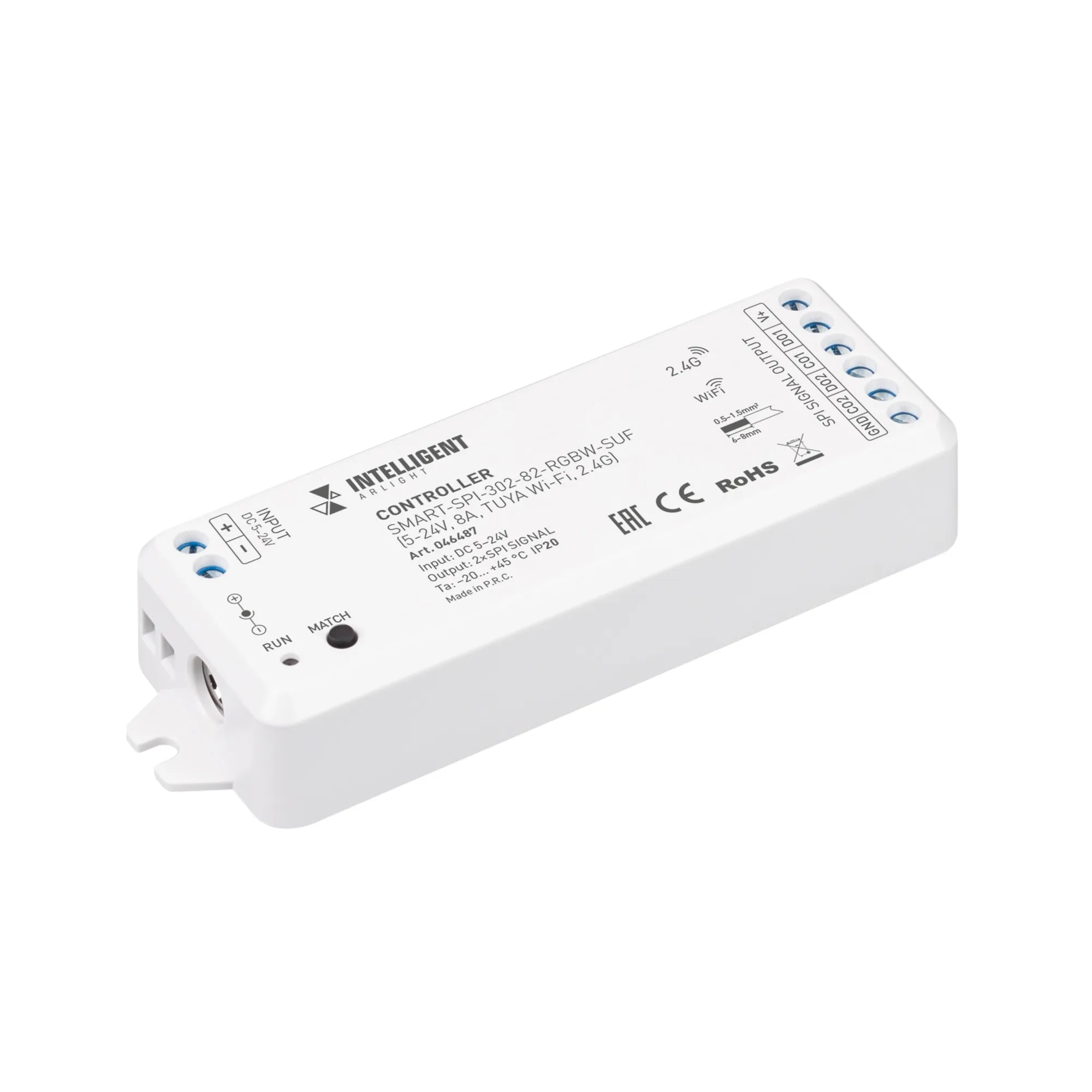 INTELLIGENT ARLIGHT Контроллер SMART-SPI-302-82-RGBW-SUF (5-24V, 8A, TUYA Wi-Fi, 2.4G) (IARL, IP20 Пластик, 5 лет) - Изображение