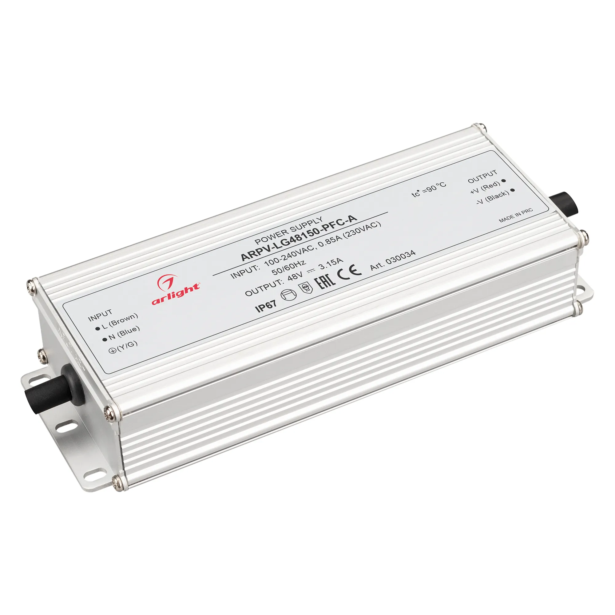 Блок питания ARPV-LG48150-PFC-A (48V, 3.15A, 150W) (Arlight, IP67 Металл, 5 лет) - Изображение