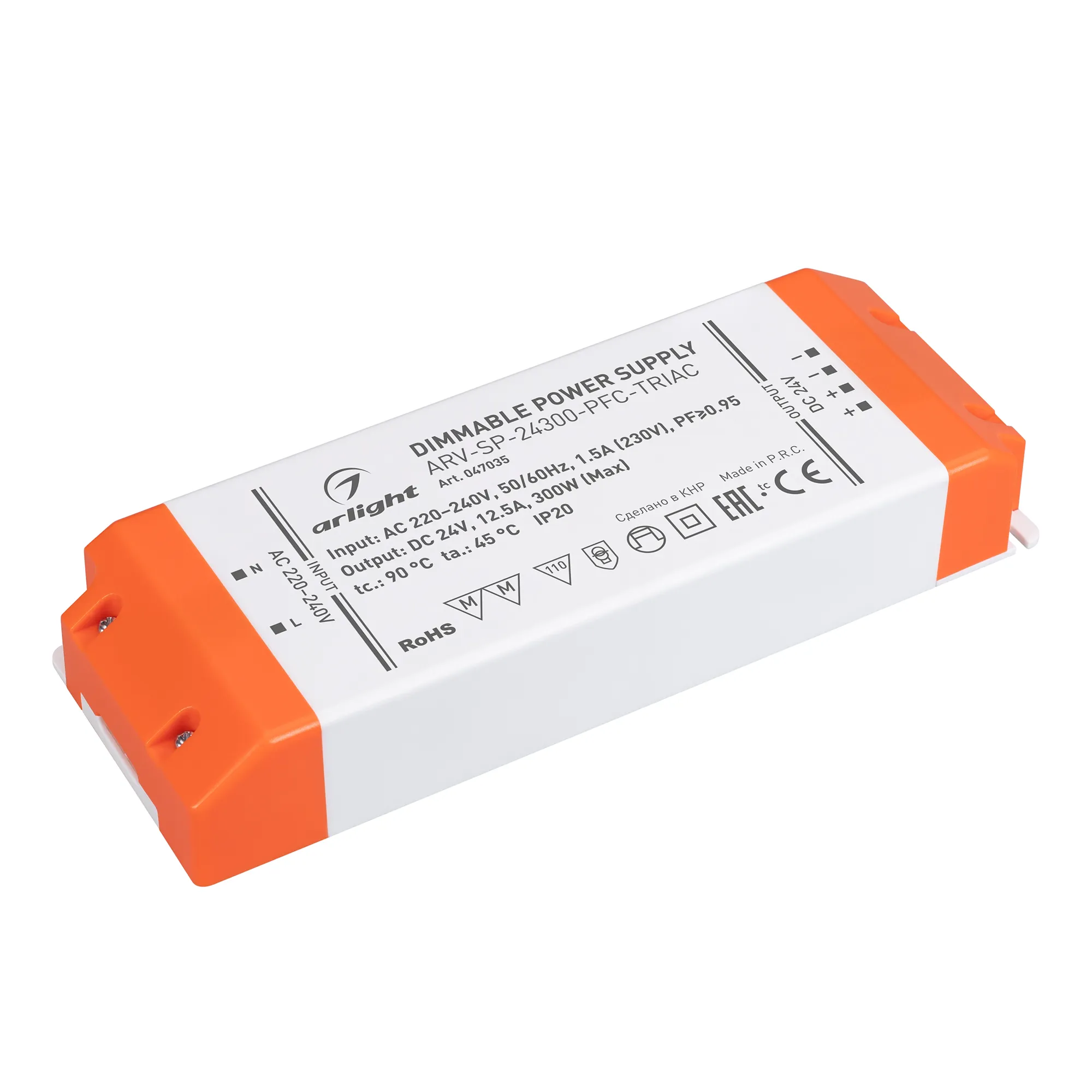 Блок питания ARV-SP-24300-PFC-TRIAC (24V, 12.5A, 300W) (Arlight, IP20 Пластик, 5 лет) - Изображение