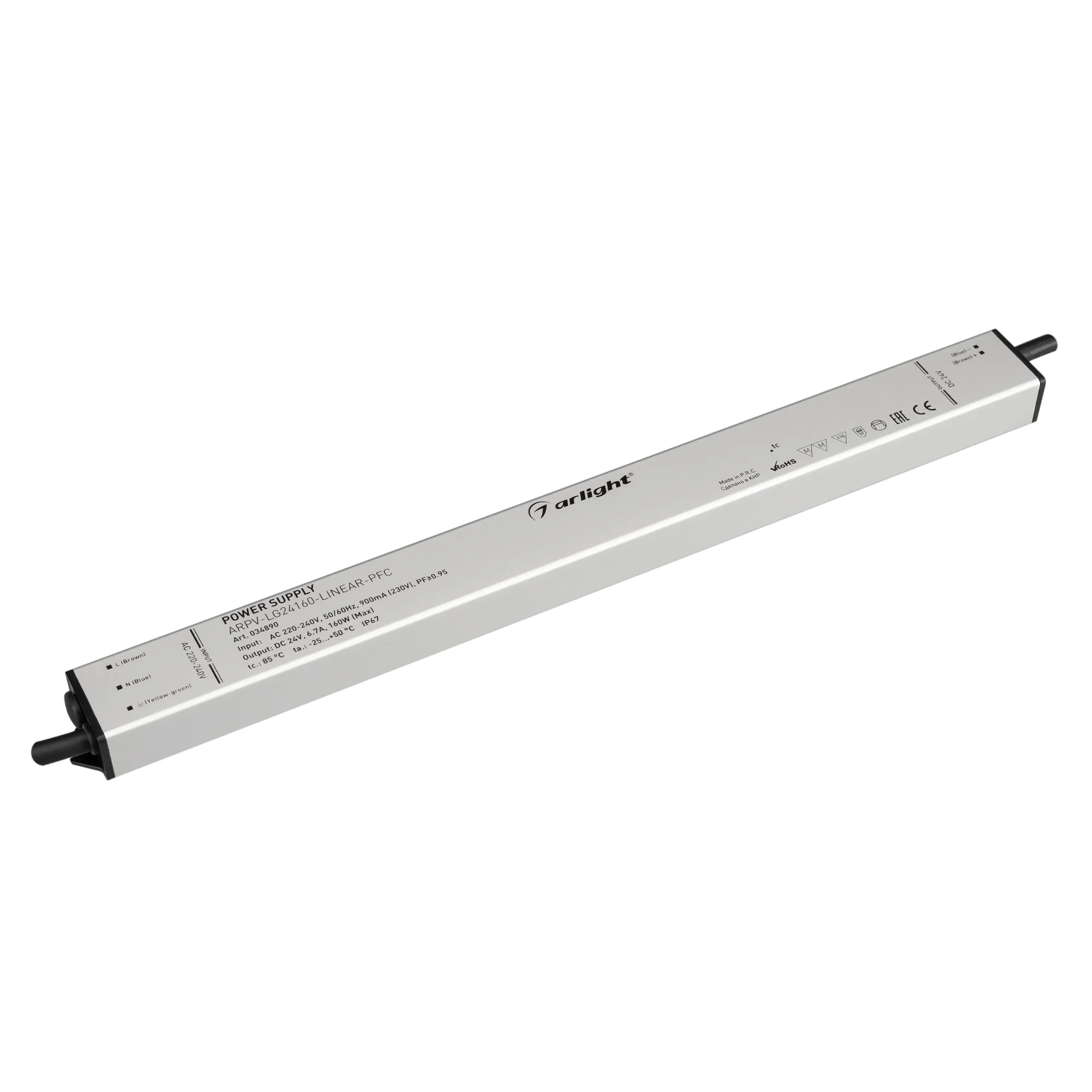 Блок питания ARPV-LG24160-LINEAR-PFC (24V, 6.7A, 160W) (Arlight, IP67 Металл, 5 лет) - Изображение